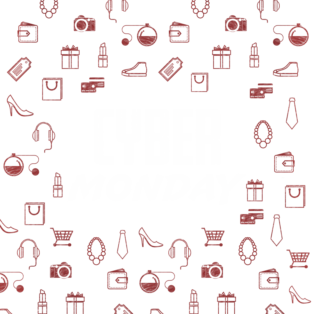 Transparent Cyber Monday Shopping Accessories Vector Background