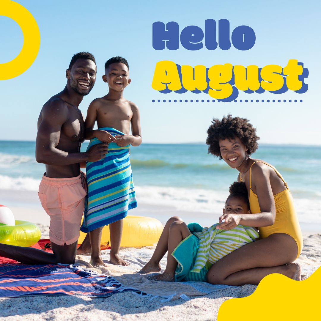 Happy Family Enjoying Beach Holiday in August