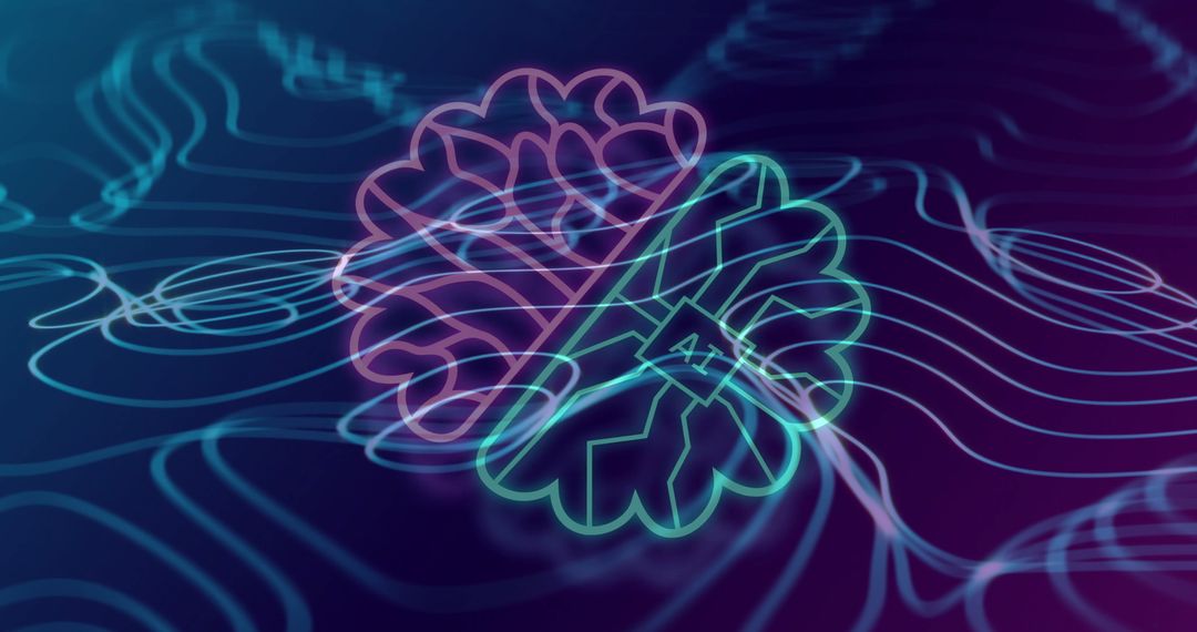 Digital Brain with AI Text over Cybernetic Waves