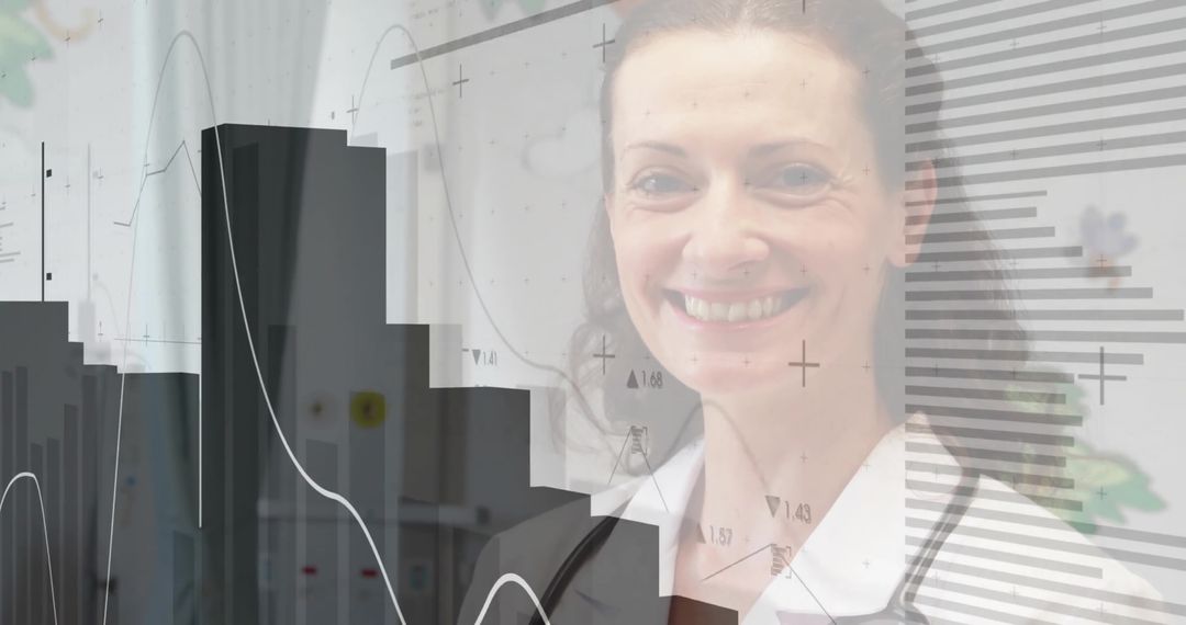 Medical Professional Analyzing Data with overlapping Graphs