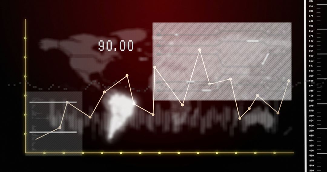 Fluctuating Stock Market Graph with Financial Data Overlay