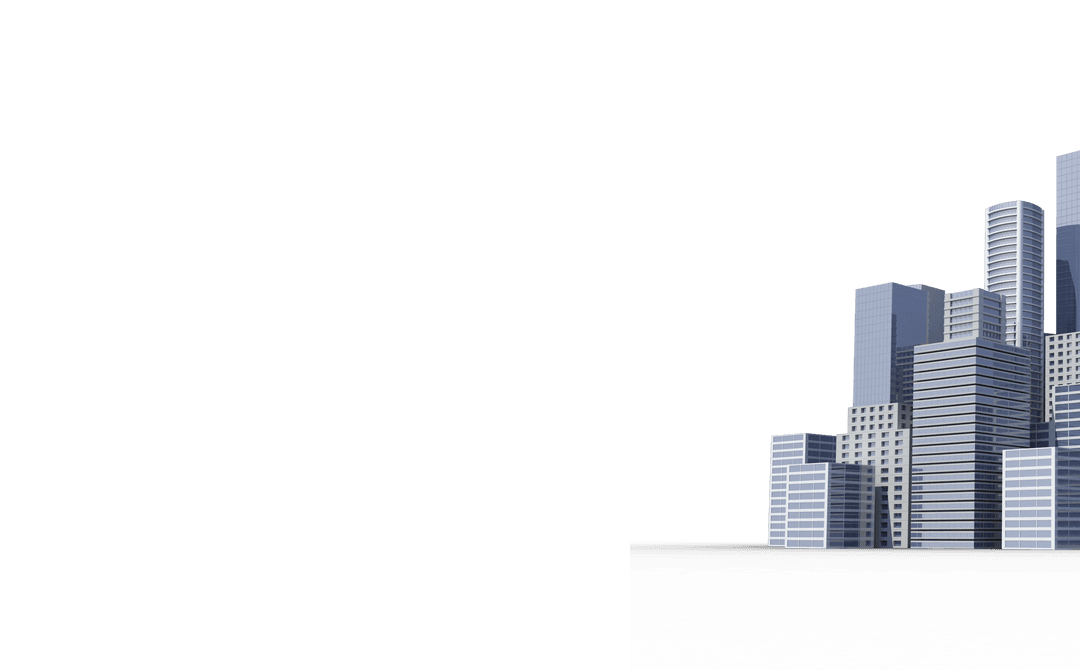 Transparent Urban Skyline on Black Background