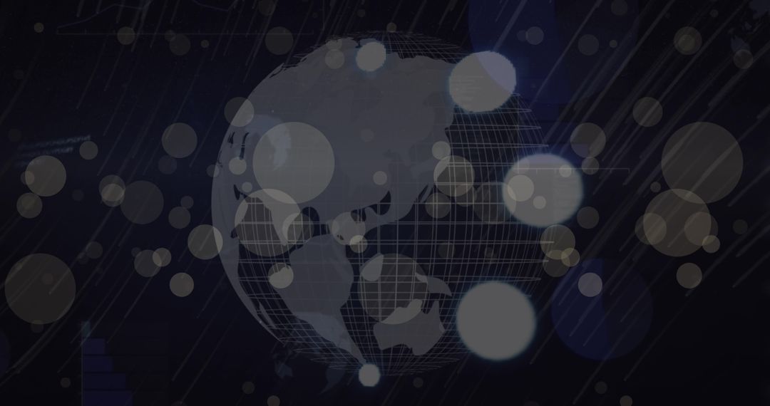 Digital Network Globe with Blinking Dots Technology Concept