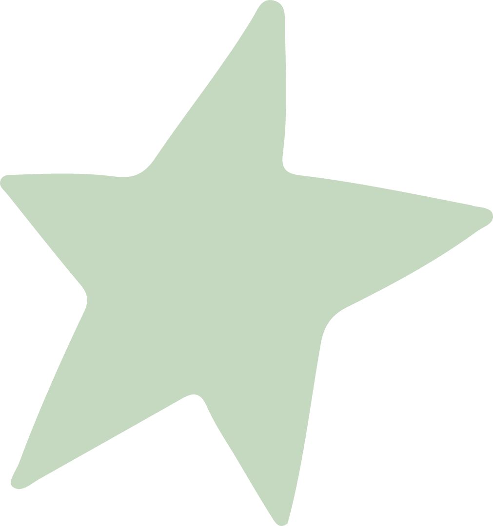Hand-drawn Pale Green Star on Transparent Background