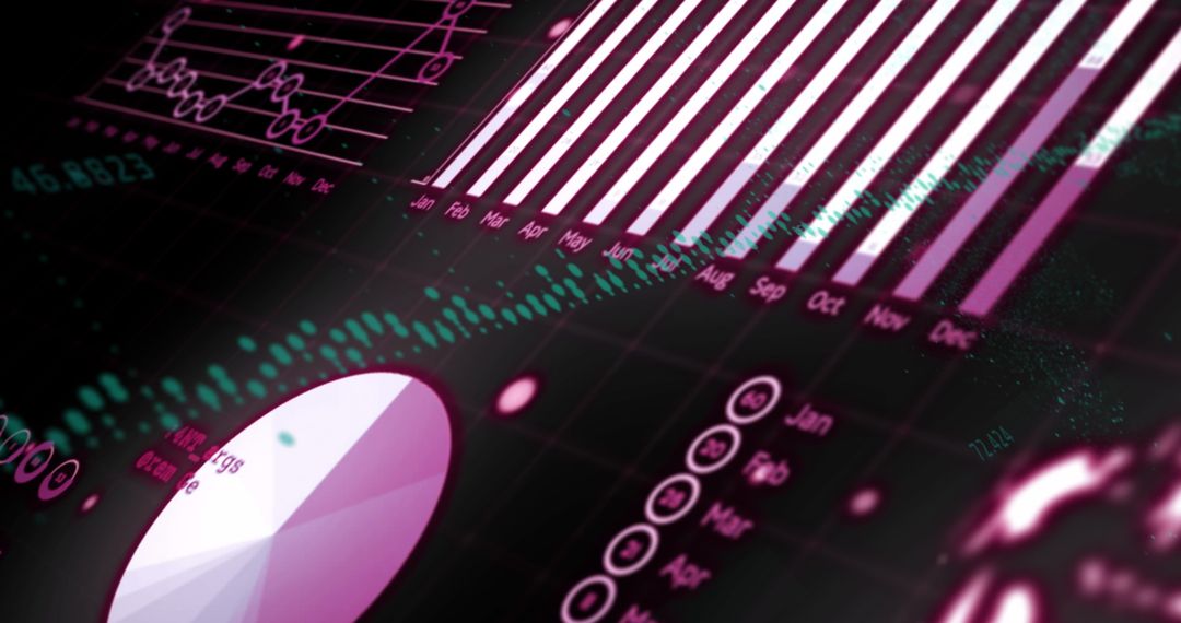 Dynamic Digital Finance and Technology Charts on Dark Background