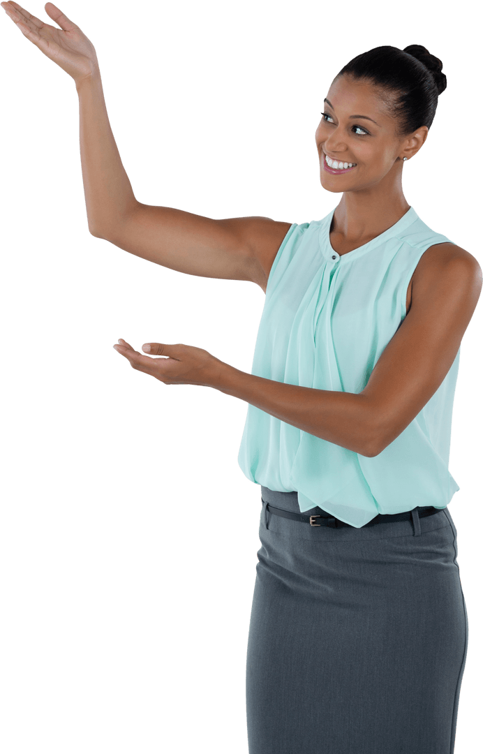 Smiling Businesswoman Gesturing Transparent Background