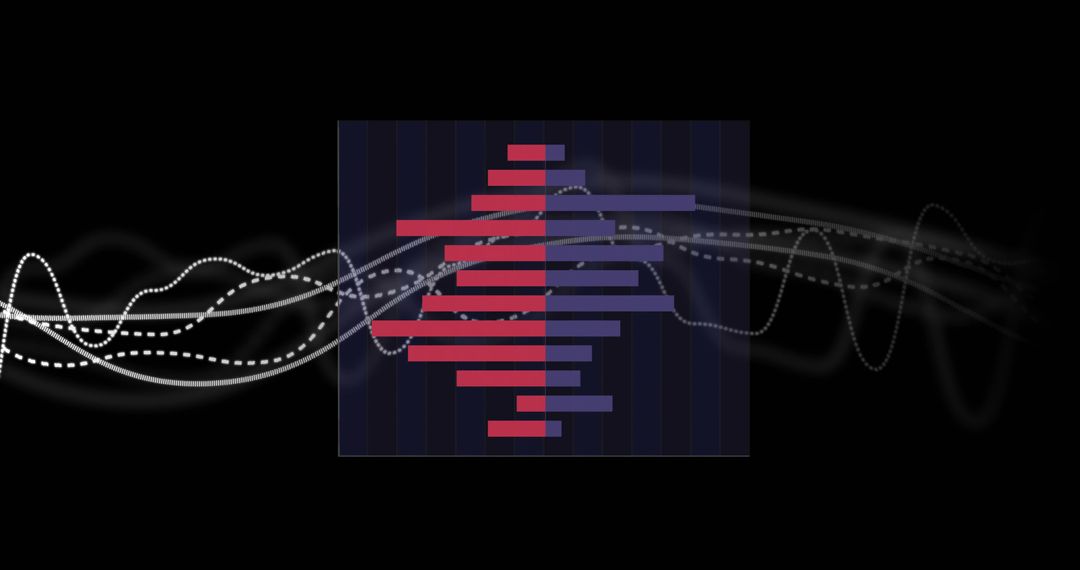 Abstract Digital Data Visualization with Red and Purple Bars