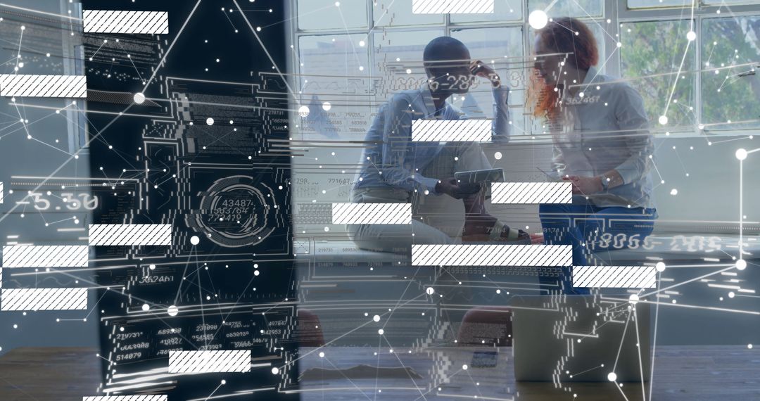 Collaborative Office Meeting with Futuristic Holographic Display