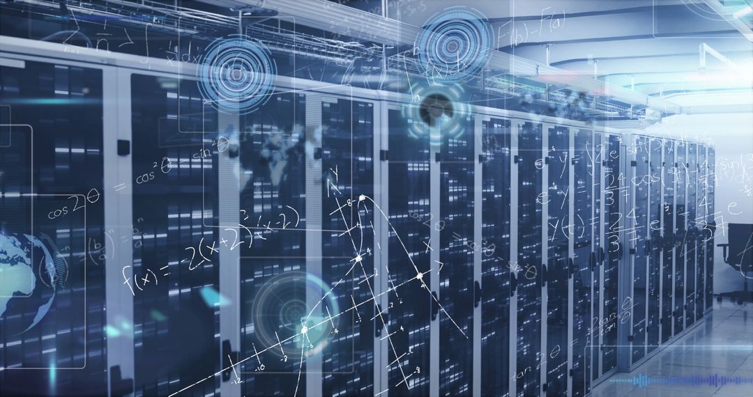 Futuristic Data Center with Digital Analytics Concepts