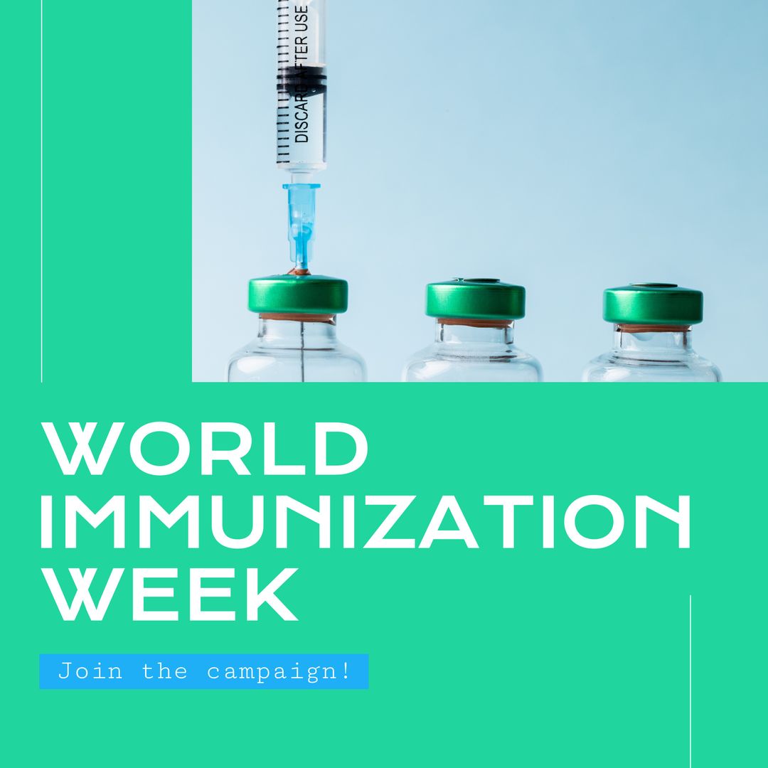 World Immunization Week Promotion with Syringe and Vaccine Vials