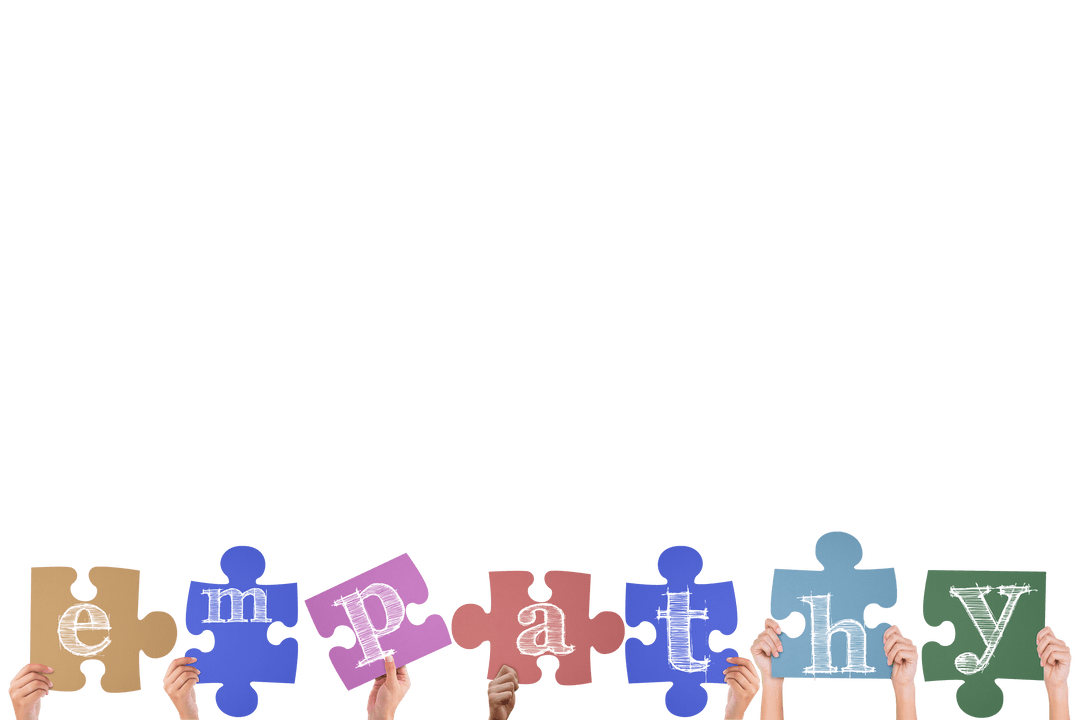 Hands Holding Colorful Empathy Jigsaw Puzzle Pieces Transparent Background