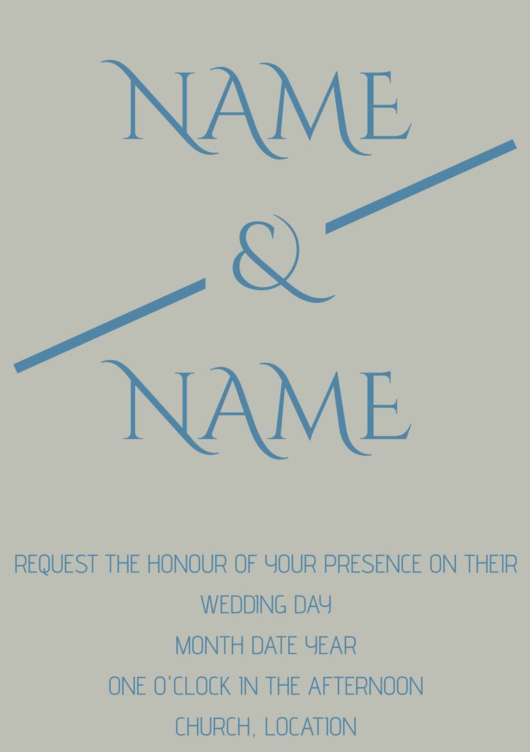 Elegant Blue Wedding Invitation with Minimalist Typography - Download Free Stock Templates Pikwizard.com