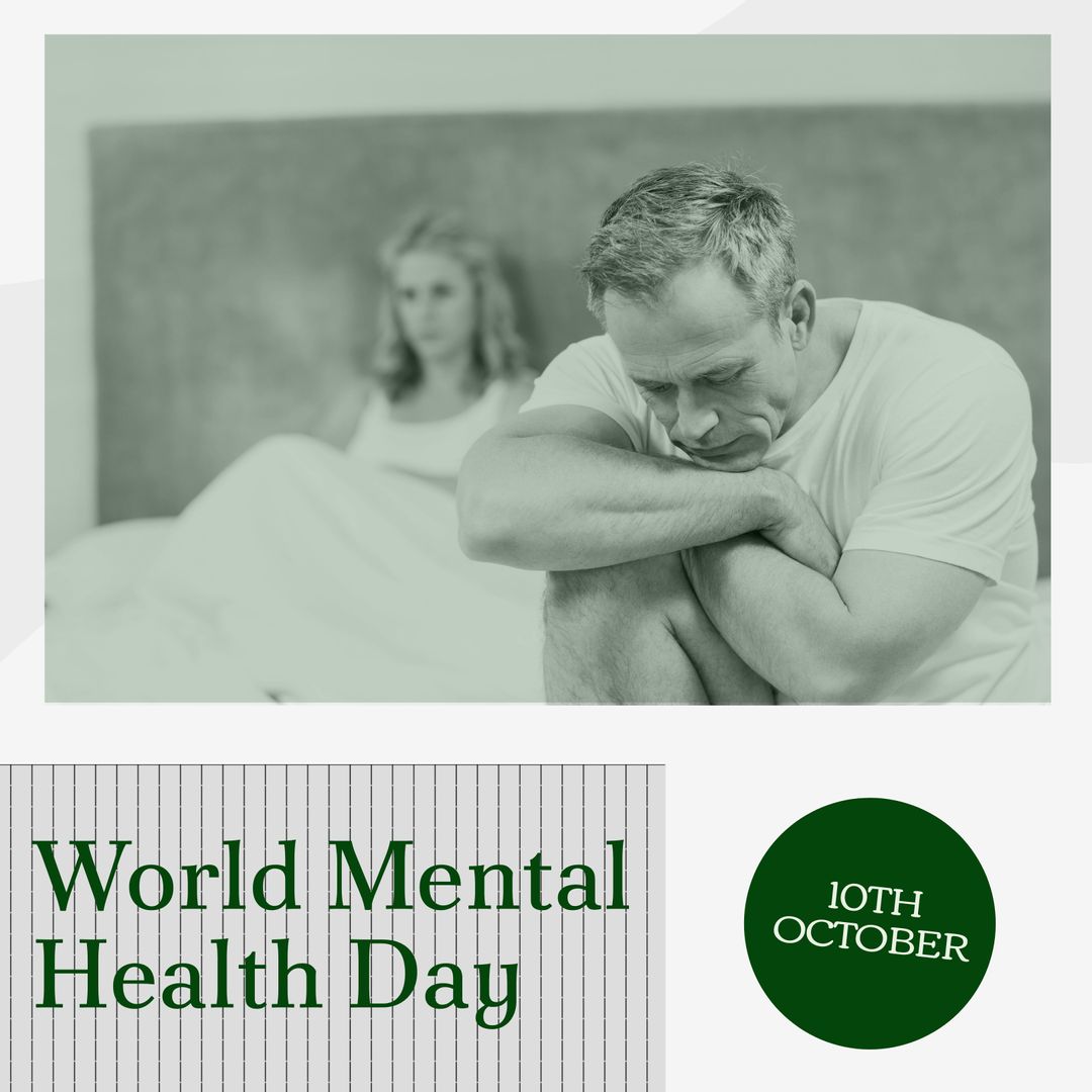 Senior Man Battling Depression on World Mental Health Day Concept