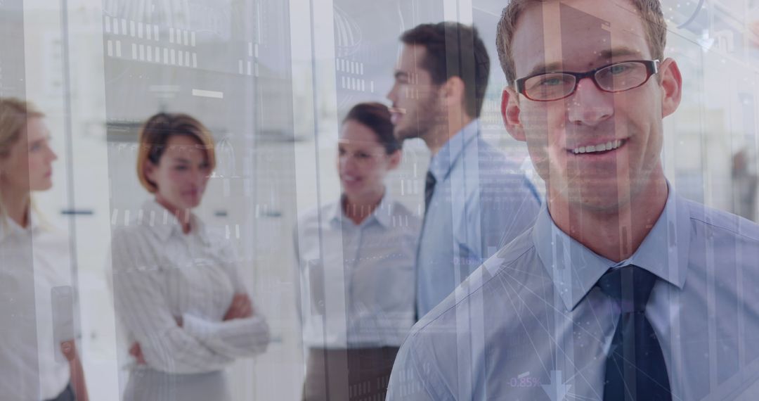 Confident Business Team Collaborating in Modern Office Setting