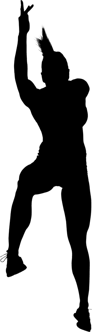 Female Athlete Silhouette Jumping on Transparent Background