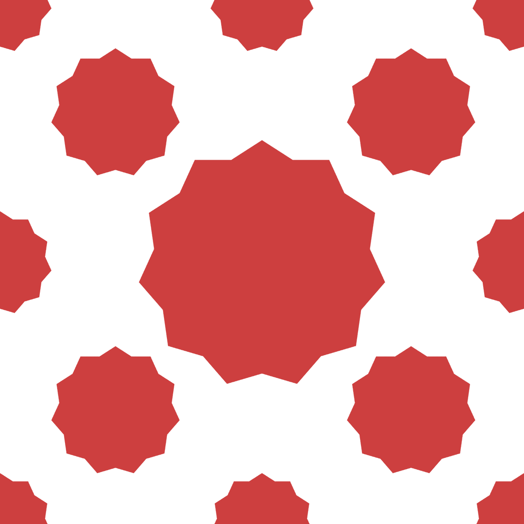 Red Geometric Stars Repeating on Transparent Background