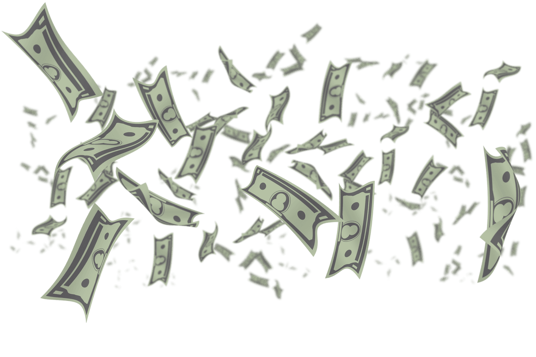 Digital Money Floating on Transparent Background