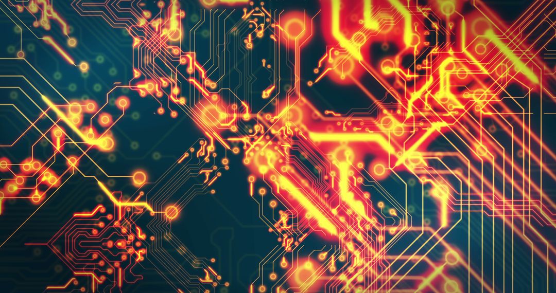 Glowing Circuit Pattern on Dark Background