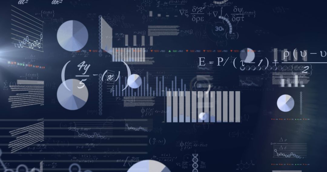 Futuristic Data Analysis with Charts and Formulas on Digital Interface