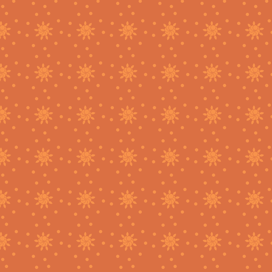Floral Transparent Pattern with Orange Flowers and Dots