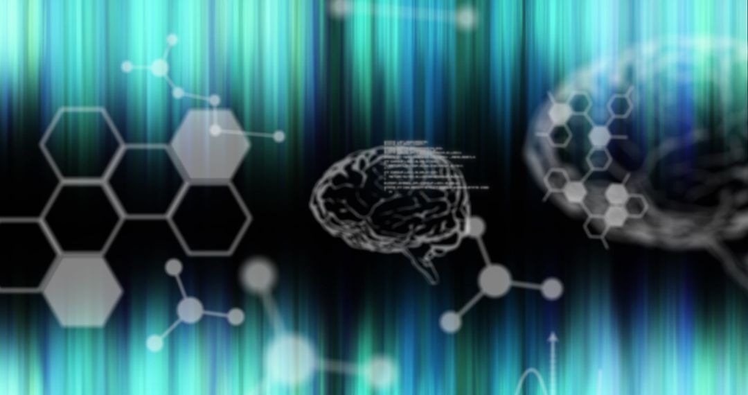 Human Brain Featuring Molecular Structures and Data Patterns