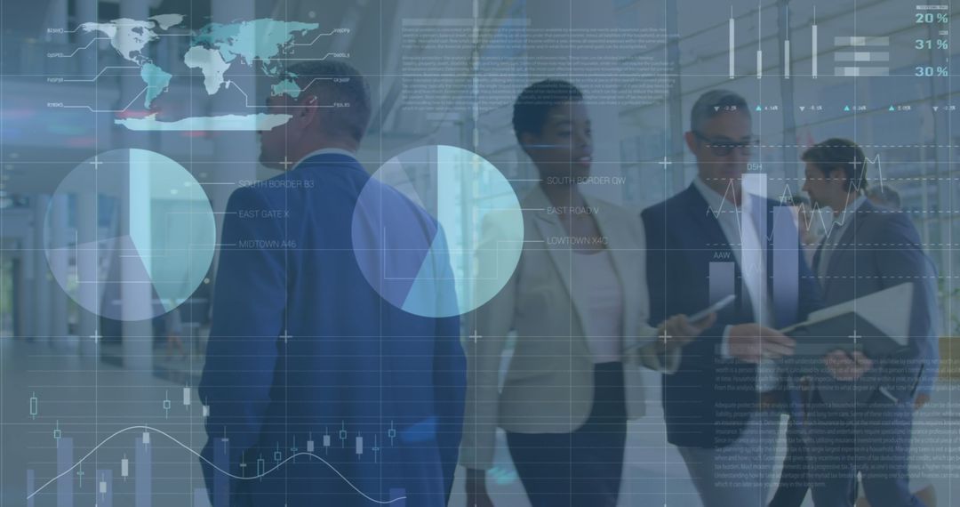 Business Professionals Overlay with Global Data Analytics Concept