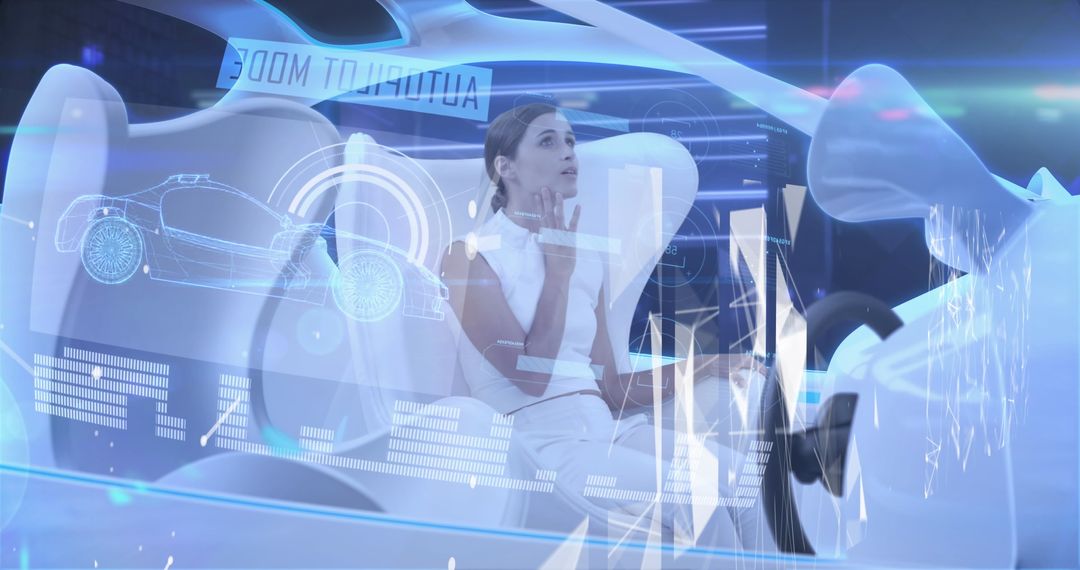 Futuristic Women's Interaction with Digital Car Interface