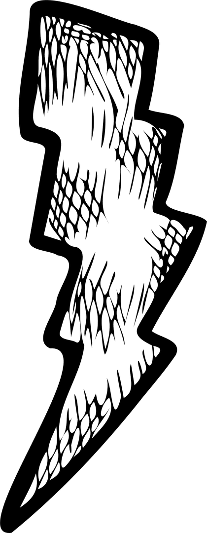 Stylized Jagged Lightning Bolt on Transparent Canvas