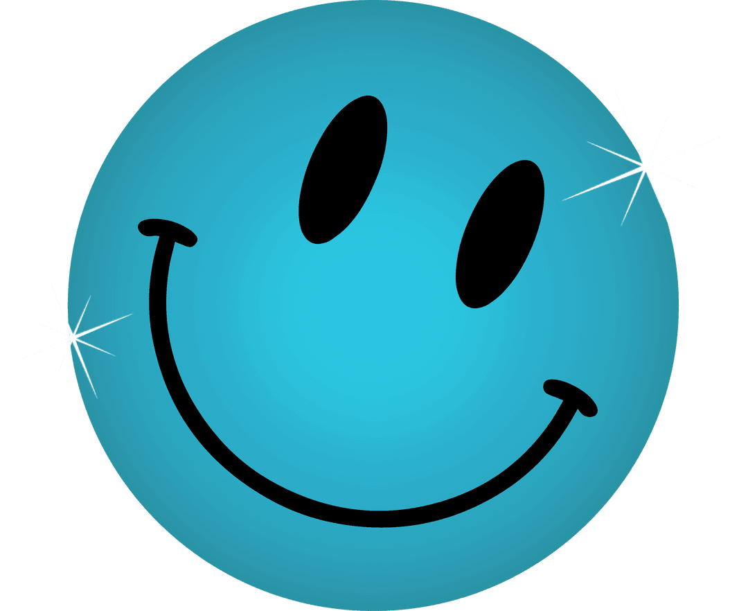 Shining Blue Sad Emoticon on Transparent Background