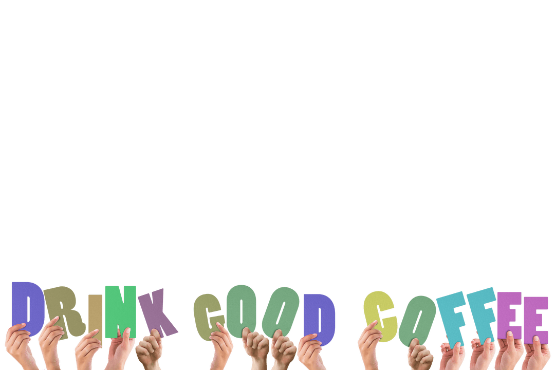 Transparent Hands Holding Drink Good Coffee Text