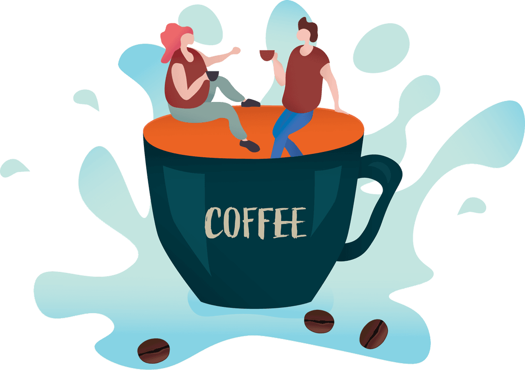 Couple Enjoying Coffee Together in Oversized Transparent Cup