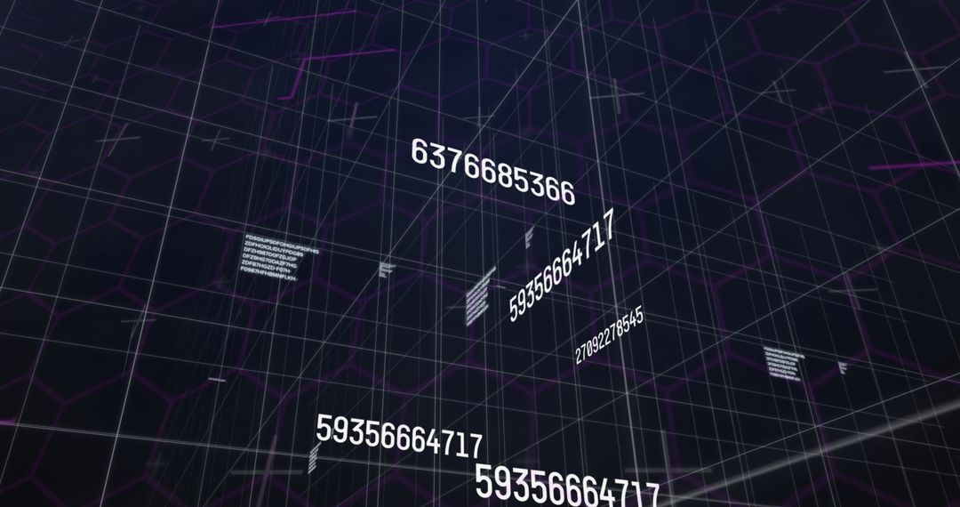 Dynamic Numbers Over Digital Grid Displaying Modern Tech