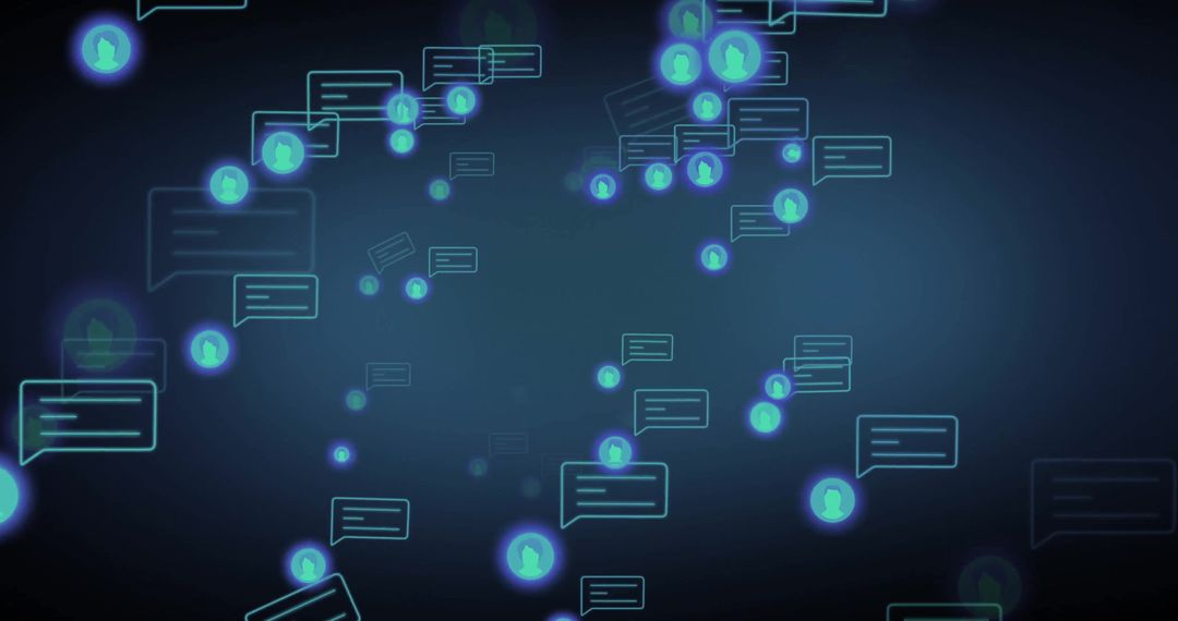 Glowing Social Media Icons on Digital Interface Background