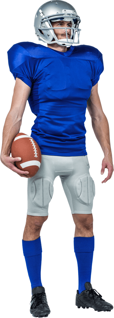 Transparent Football Player Holding Ball in Full Sports Gear