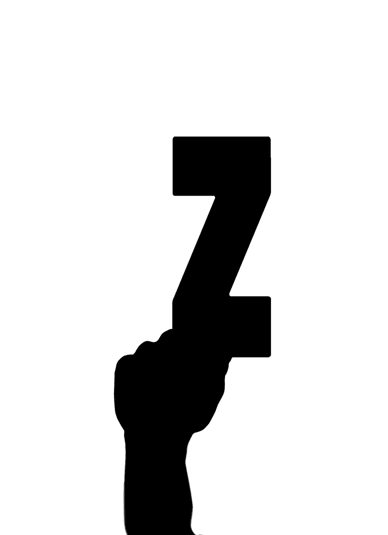 Hand with Letter Z Sign on Transparent Background