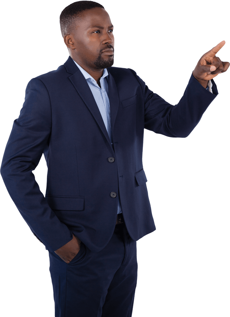 Transparent Businessman Interacting with Virtual Interface in Suit