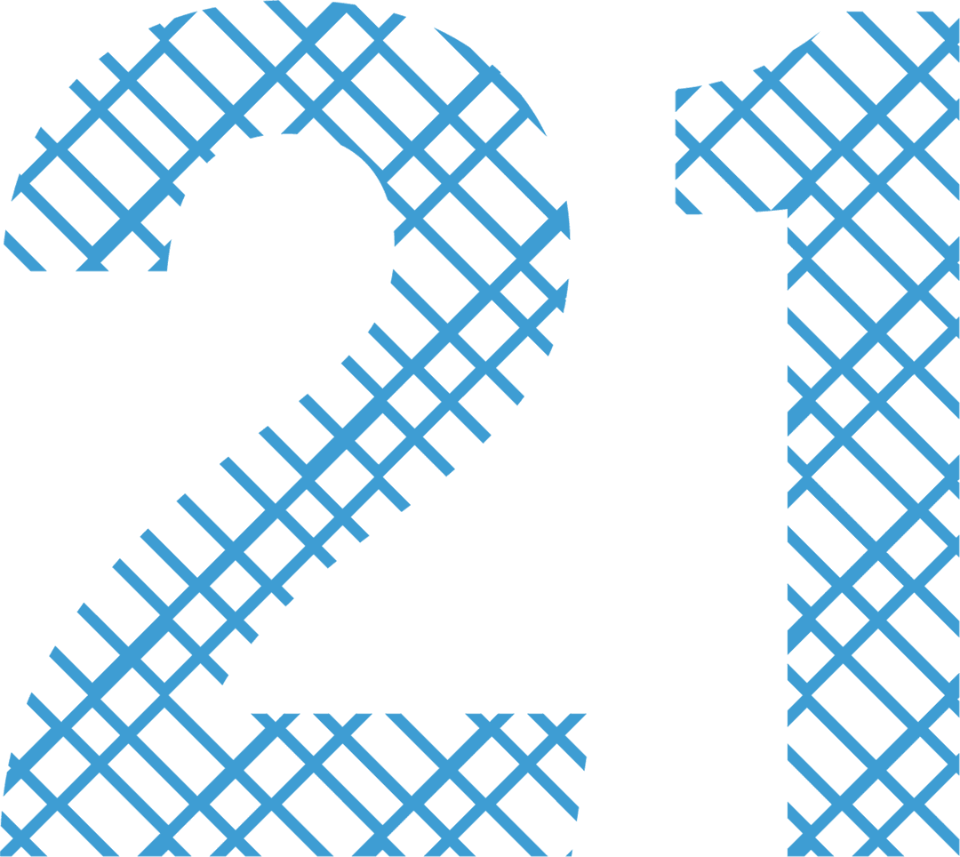 Blue 21 Number Illustration on Transparent Background