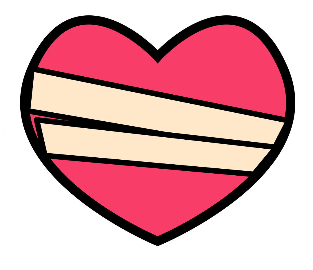 Transparent Pink Heart with Beige Stripes