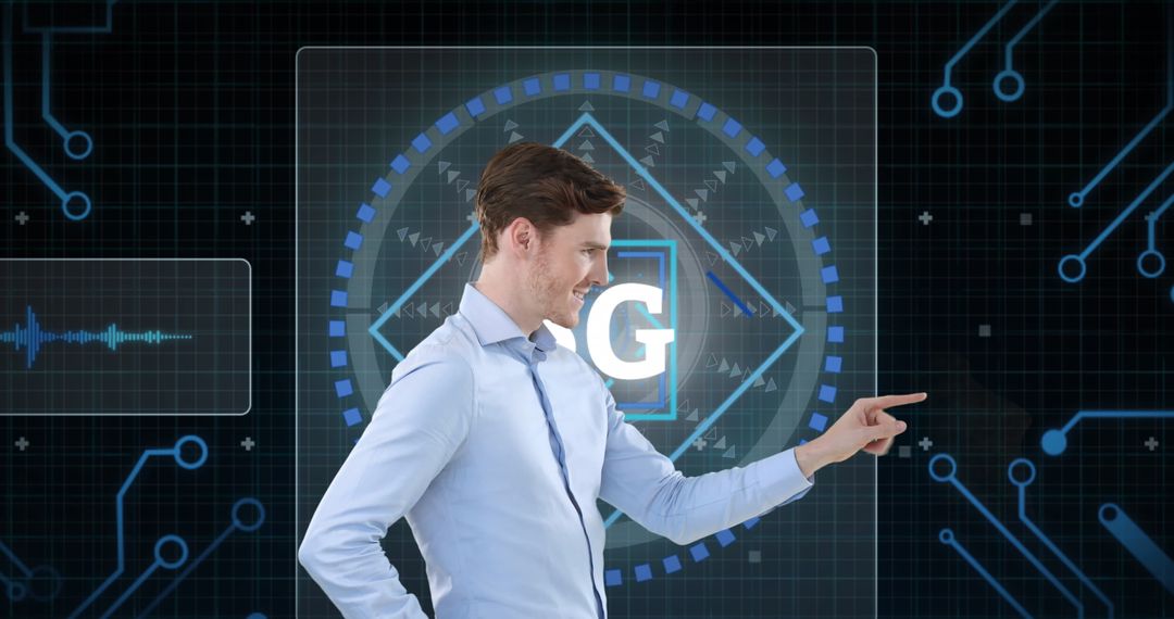 Businessman Engaging with 6G Digital Interface Technology