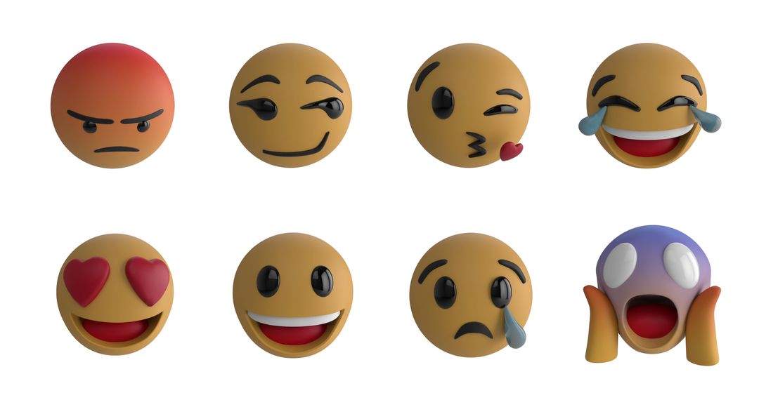 Diverse Emoticons Expressing Various Emotions