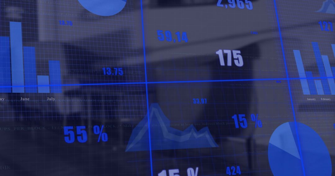 Digital Financial Statistics Data Display on Office Background