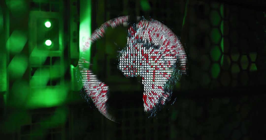Futuristic Digital Globe Displayed in Data Center