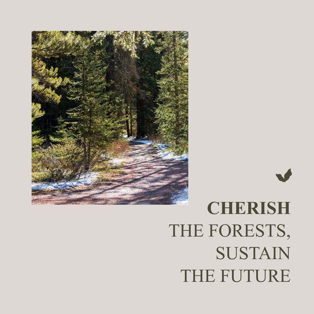 Cherish Forests: Pathway in Sunlit Woods for Environmental Conservation
