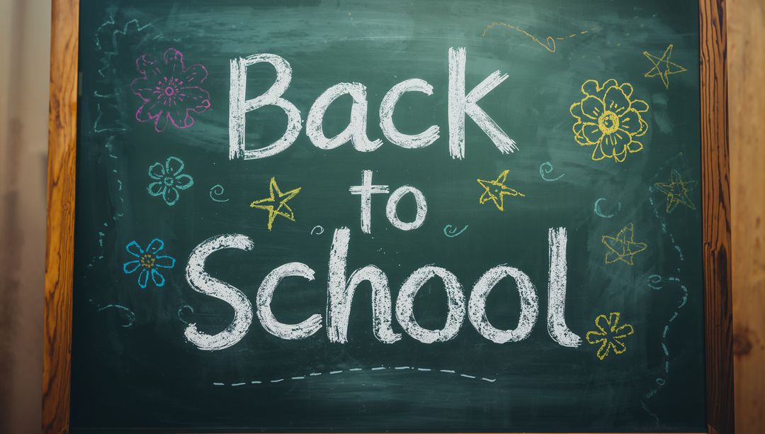 Back to School Chalkboard with Colorful Doodles