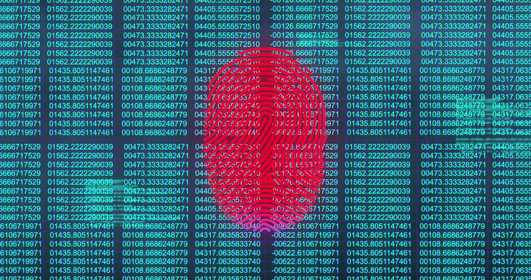 Digital Fingerprint Overlay on Binary Code Illustrating Cybersecurity