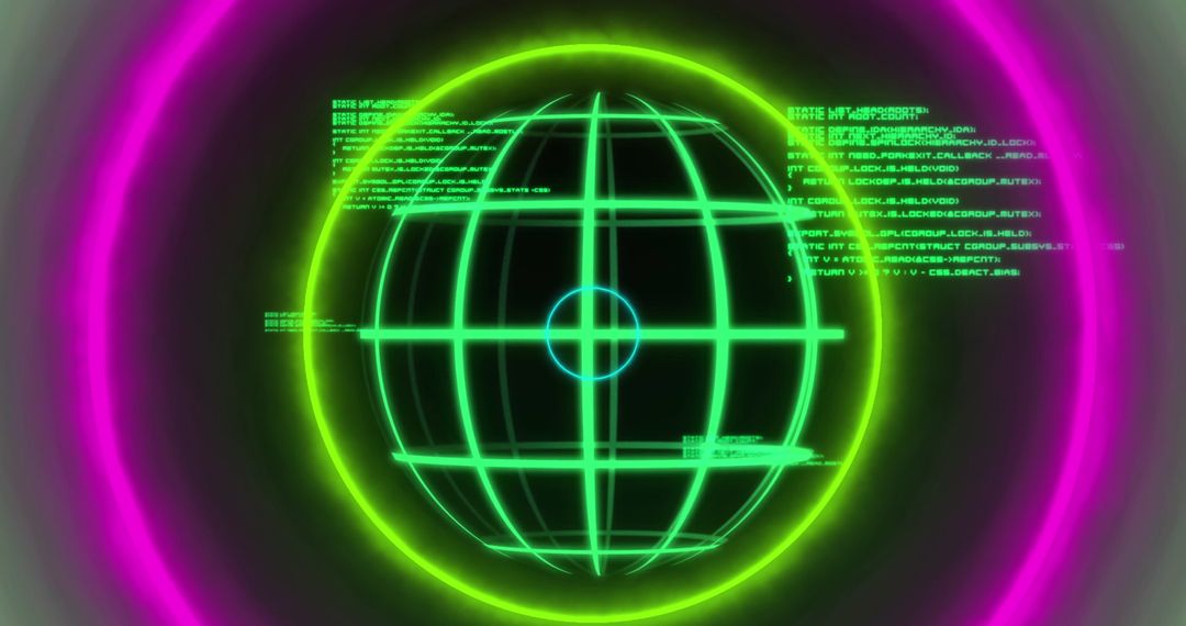 Glowing Data Globe with Futuristic Neon Effects