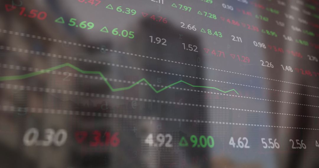 Digital Financial Data and Graphs Over Cityscape