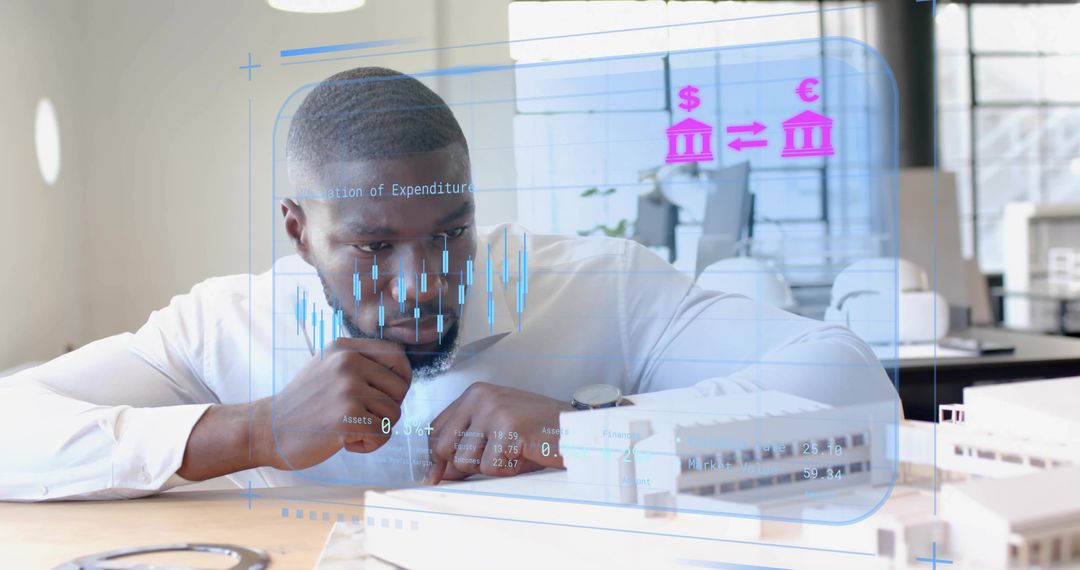 Architect in Modern Office Analyzing Models with Digital Technology