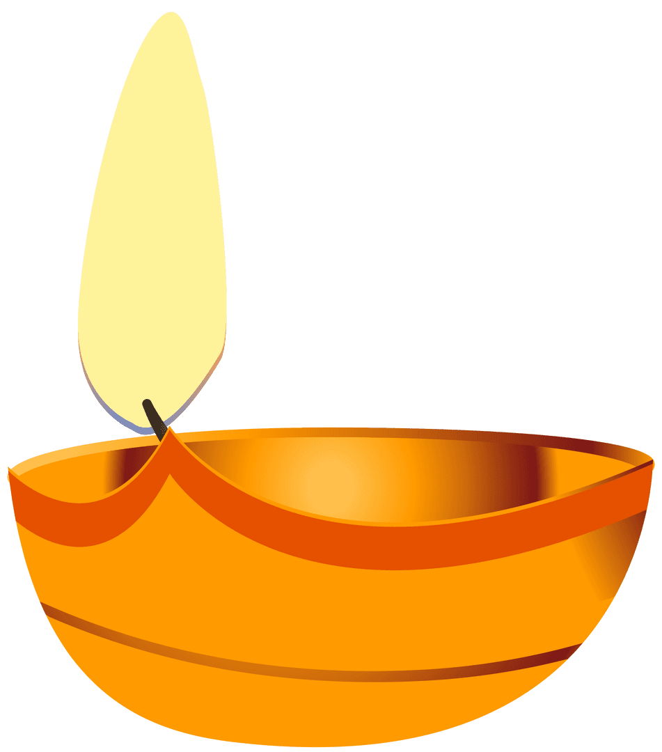 Transparent Stylized Glowing Diya with Long Elongated Flame
