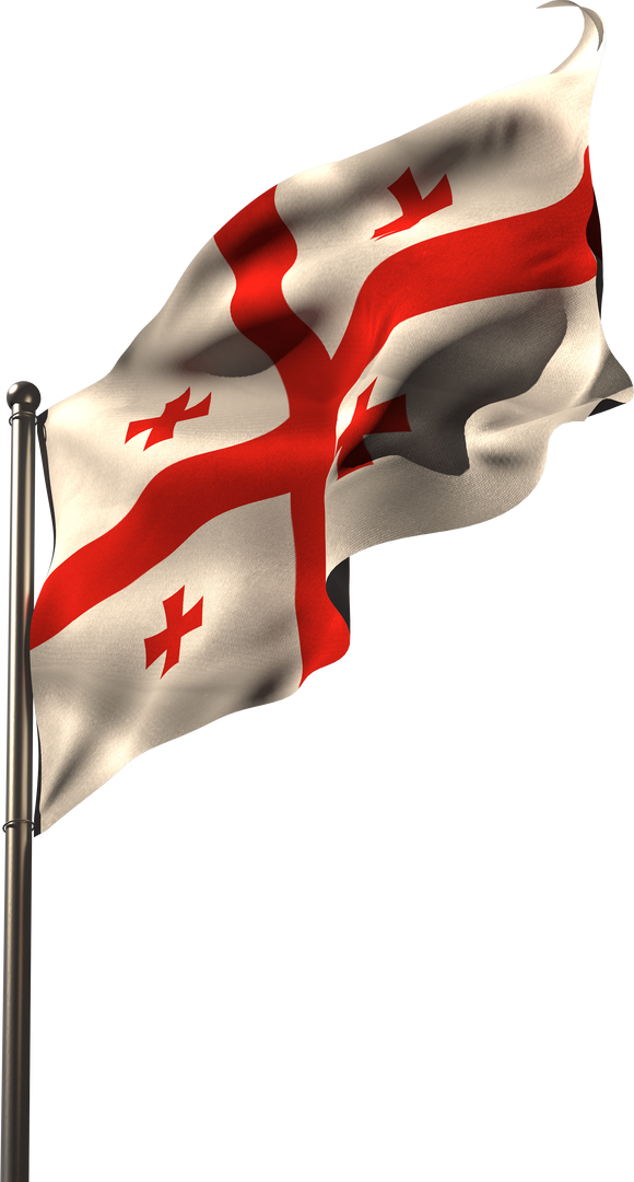 Transparent Georgian Flag Waving on Metal Flagpole - Download Free Stock Images Pikwizard.com